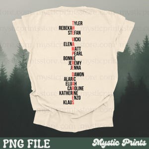 The Vampire Diaries PNG File | Mystic Falls PNG Image | Vampire Diaries Names | DTF Transfer | Sublimacja | T-Shirt Png | Pobieranie cyfrowe