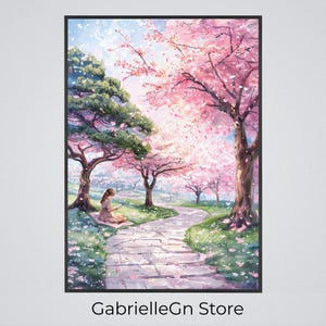 Girl in garden Print - Garten Kunst Poster für Frauen, Gartengeschenk, Sommerwandkunst, Blumenporträt, weiblicher Naturdruck, Gartendekor