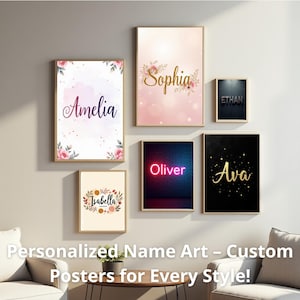 Personalized Name Art: Custom Wall Decor Sign, Digital Typography Print, Modern Elegant Gift Poster