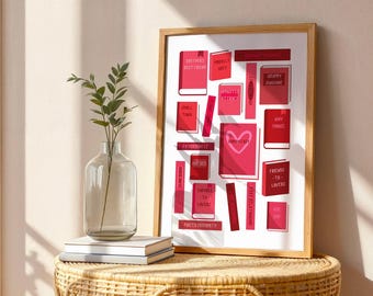 Impresión de libro Romance Trope: decoración literaria para lectores, regalo para amantes de los libros, descarga digital para lectores, arte mural con descarga digital