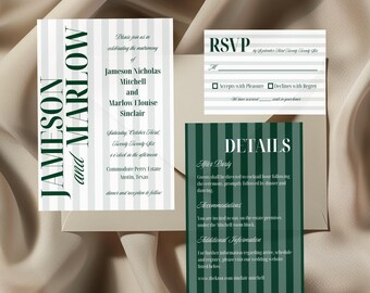 Modern Elegant Striped Wedding Invitation Template