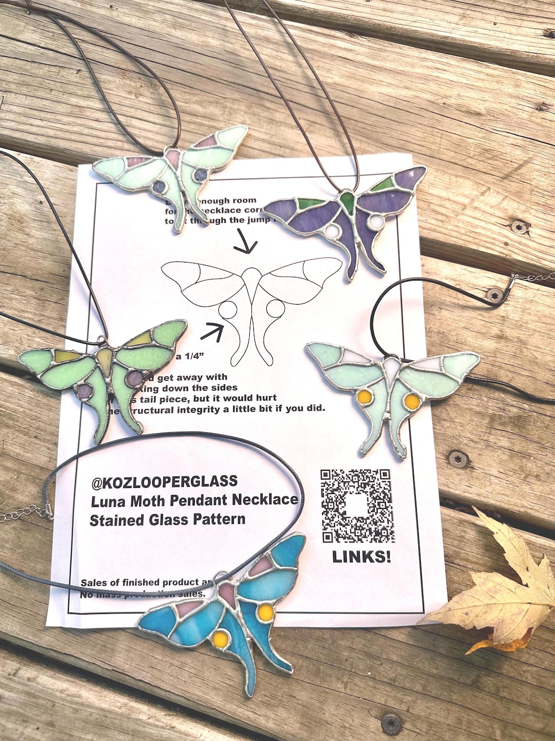 DIGITAL DOWNLOAD Pattern | Luna Moth Necklace Pendant Stained Glass ...