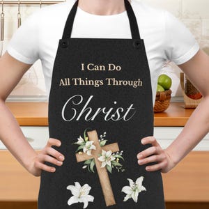 Personalized Bible Verse Apron “Give Us This Day Our Daily Bread” Christian Kitchen Apron Custom Faith Gift Multiple Colors Religious Apron