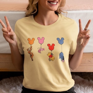 Winnie The Pooh and Friends Shirt, Soft Color Winnie The Pooh Shirt, Pooh Balloons Shirt, Disney Pooh T-Shirt, Cute Pooh Bear Shirt