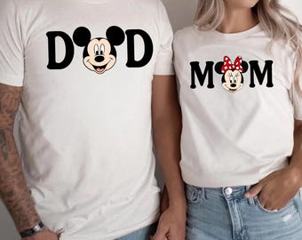 Disney Mom and Dad Shirts, Matching Couple Tops, Mickey and Minnie Family Vacation Tees, Mother and Father T-shirts, Custom Family Trip 2026