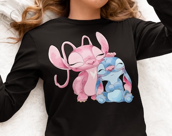 Disney Cute Angel and Stitch Shirt, Angel Hugging Chest Stitch Shirt, Lilo and Stitch Shirt, Disney Shirt, Stitch Shirt, Stitch and Angel