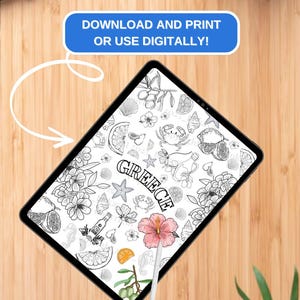 Digital and Printable Colouring Sheet: Greek Mediterranean Style, Summer, Travel, Busy Book, Colouring Book, Greece, Mandela