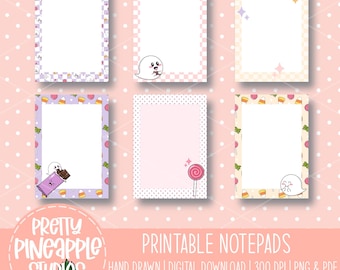 Pastel Halloween A6 Notepads – Cute Ghost Stationery Printable Set for Journaling, Scrapbooking, Planner Inserts & Crafts, Commercial Use