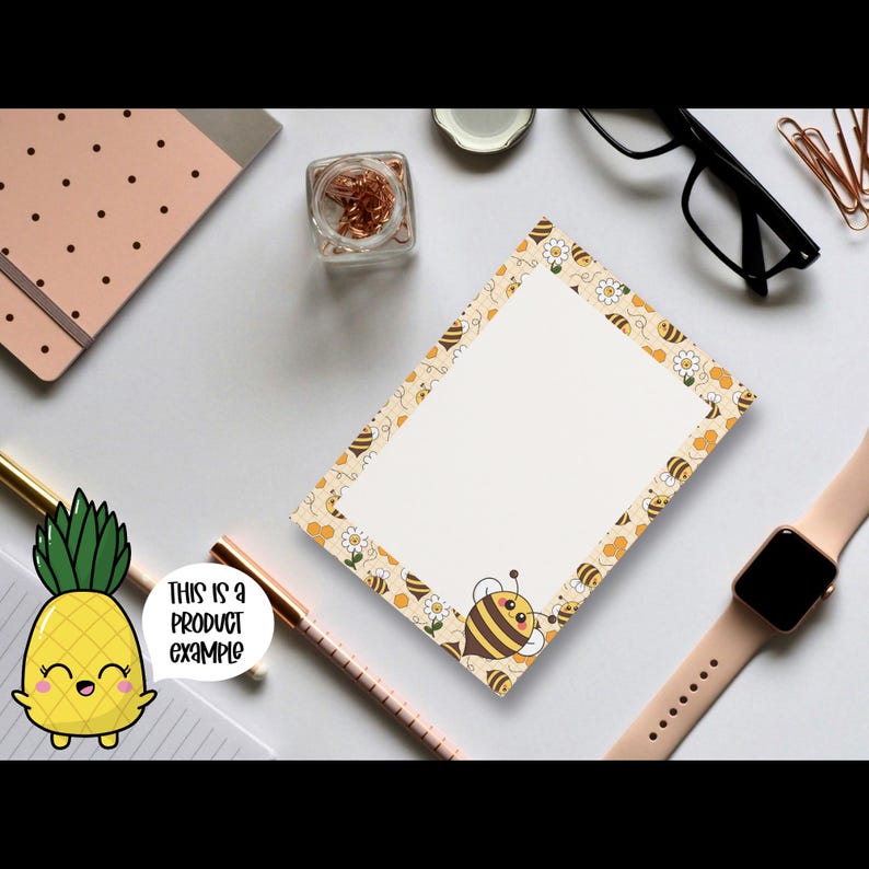 Kawaii Bee Notepad Printable A6 | Cute Planner Notes PDF | Pastel ...
