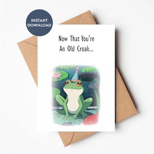 Printable Frog Birthday Card,  Instant Download Cards, Cute Birthday Frog Cards, Frog Birthday Gift, Anime Style Frog