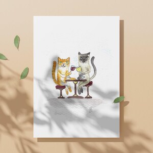 Cats Drinking Wine Pack van 10 wenskaarten (met of zonder envelop)