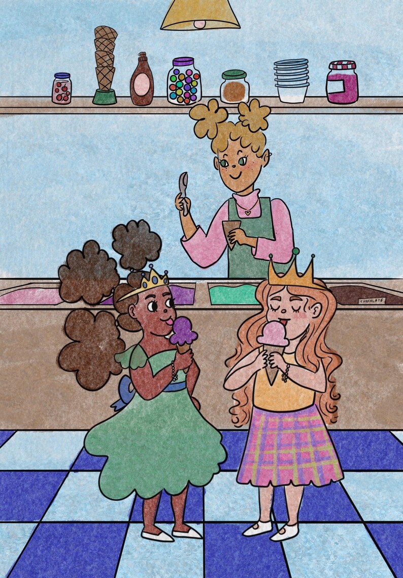 Princess Ice Cream Playdate Coloring Page - Etsy
