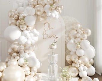 Kit de arco de globos blancos de 108 piezas, kit de guirnalda de globos perlados dobles que incluye globos blancos perlados transparentes para bodas y despedidas de soltera.