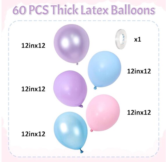 60-Pack 12 Inch Mermaid Theme Latex Balloons - Party Decorations For Birthday, Baby Shower, Ocean Party