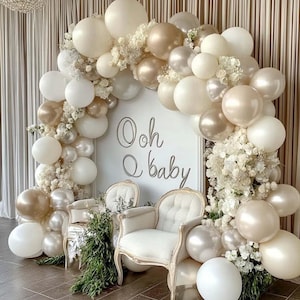 White Balloon Arch Pearl White Balloons Gold Balloon Arch Kit Pearl Sand Balloons Different Size For Wedding Bridal Anniversary Engagement