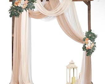 3 Panels Wedding Arch Draping Fabric, 30" x 20ft Mixed Color Chiffon Fabric Drapery Sheer Backdrop Curtain for Wedding Ceremony Party Decor