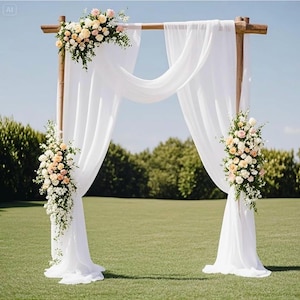 Wedding Arch Draping Fabric 3 Panels 27.5&quot; x 18.3Ft White Arch Drape Chiffon Fabric Sheer Backdrop Curtains for Party Ceremony Wedding