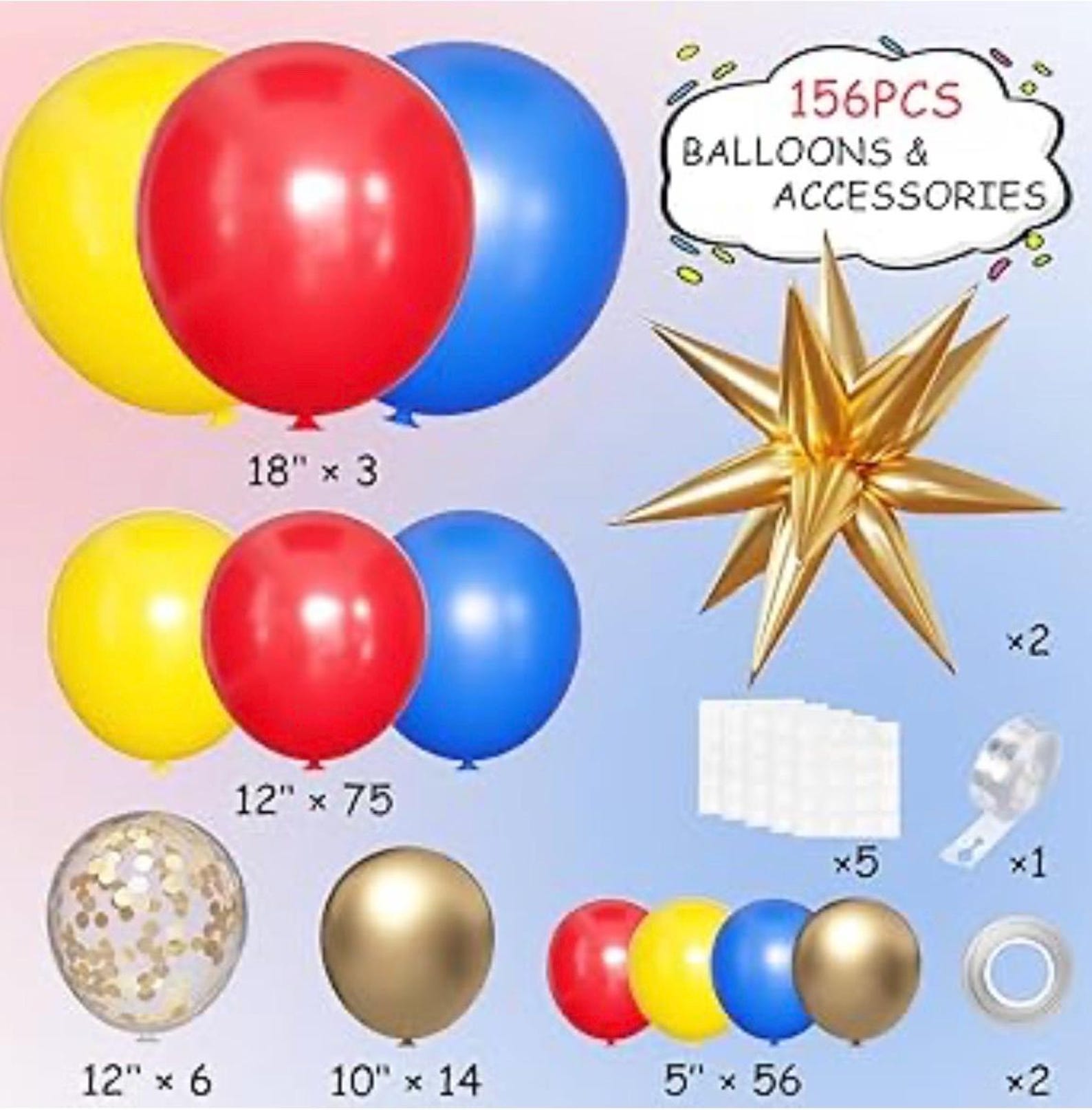BlissBash 156PCS Red Blue Balloon Arch Garland Kit With Golden White Star Balloons For Superhero Theme Decor, Kids Birthday Decoration, Barcelona Party Supplies, Carnival Circus Garland, Balloons - Canada