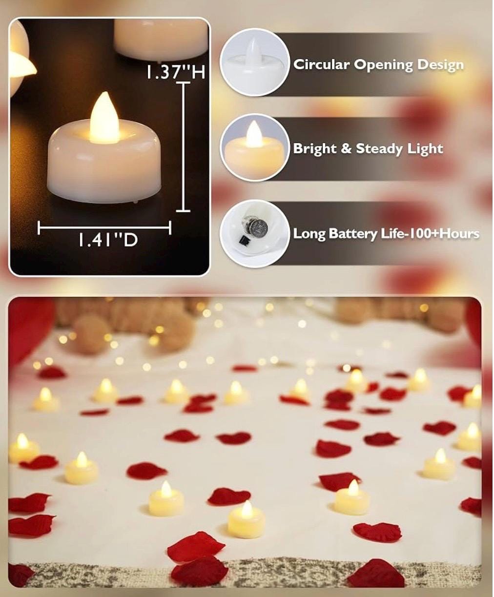 12-Pack LED Tealight Candles Warm White 2" Diamond Style - Flameless Battery-Operated Lighting