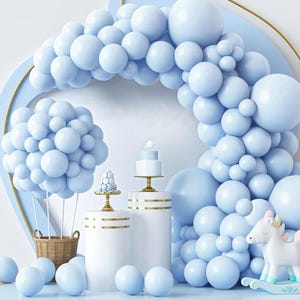 129pcs Pastel Blue Balloons Different Sizes 18 12 10 5 Inch for Garland Arch, Light Blue Balloon for Birthday Baby Shower Gender Reveal
