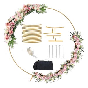 6.6FT Round Arch Stand kit Metal Circle Backdrop Stand Wedding Arches with Storage Bag for Gender Reveal Baby Shower Ceremony Birthday Party