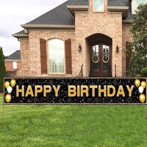 Alles Gute zum Geburtstag Banner Dekorationen - Jumbo 118 &quot;x 20&quot; wasserdichte Polyester Schild für Erwachsene, Männer & Frauen, Party Dekoration für drinnen und draußen