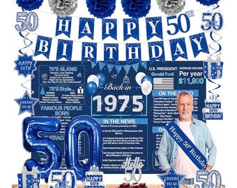 Décoration Bannière Vintage 50ème Anniversaire 1975 - 24 Pièces, Occasion, Multicolore