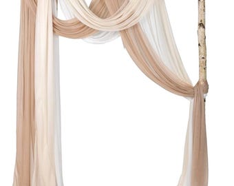MLMW 2 pannelli in tessuto drappeggiato per arco di nozze autunnale, 73,7 cm x 6,1 m, arancione bruciato, terracotta, tende da esterno per cerimonia del Ringraziamento, decorazione del soffitto