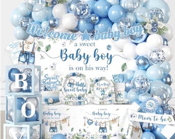 Kit Déco Baby Shower Garçon Déco Baby Shower Garçon - Écharpe Mum To Be Bleu, Accessoires Photo, Confettis | Pour Fête Naissance, Photobooth écharpe Future Maman Bleu