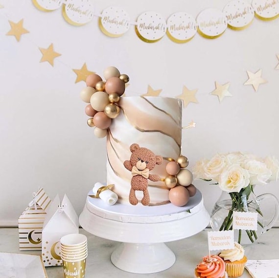 Beren taartdecoratie, 38 stuks beer-taarttoppers, beer, cupcake-toppers, ballen, goud beige, verjaardagsbeer, decoratie taart voor verjaardag, feestdecoratie