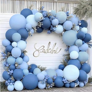 Dusty Blue Balloons Arch Kit,Double Stuffed Dark Blue Balloons Denim Baby Light Pastel Blue Balloon Garland for Baby Shower Birthday Wedding
