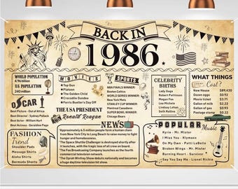 40th Birthday Decorations for Men or Women, Vintage 1986 Birthday Banner Party Supplies,40 Year Old Happy Birthday Party Decor, Back in 1986