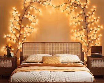 Willow Vine Lights 9.5ft 160LED, Vines for Home Decor Lighted Tree for Walls in 8 Modes & Timer, Branches Lights for Halloween Christmas