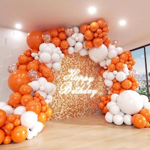 Orange and White Balloon Arch Kit, ADOINBY 140Pcs White and Orange Balloons Confetti Balloon 18 12 10 5 Inch Different Size Balloons