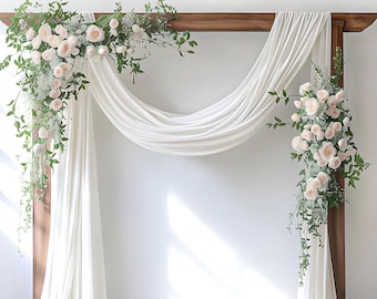 Draperingstyg för bröllopsbåge 29" x 20 fot 1 panel vita, transparenta utomhusgardiner, extra långa för bröllopsceremoni, födelsedagsfestdekorationer