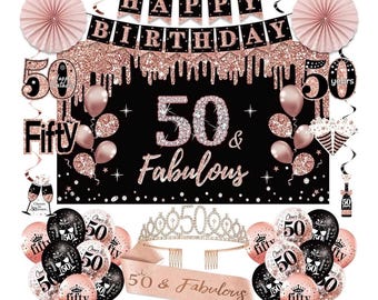 Sfondo per 50° compleanno, decorazioni per feste in nero e oro, striscione invecchiato alla perfezione (vinile o digitale