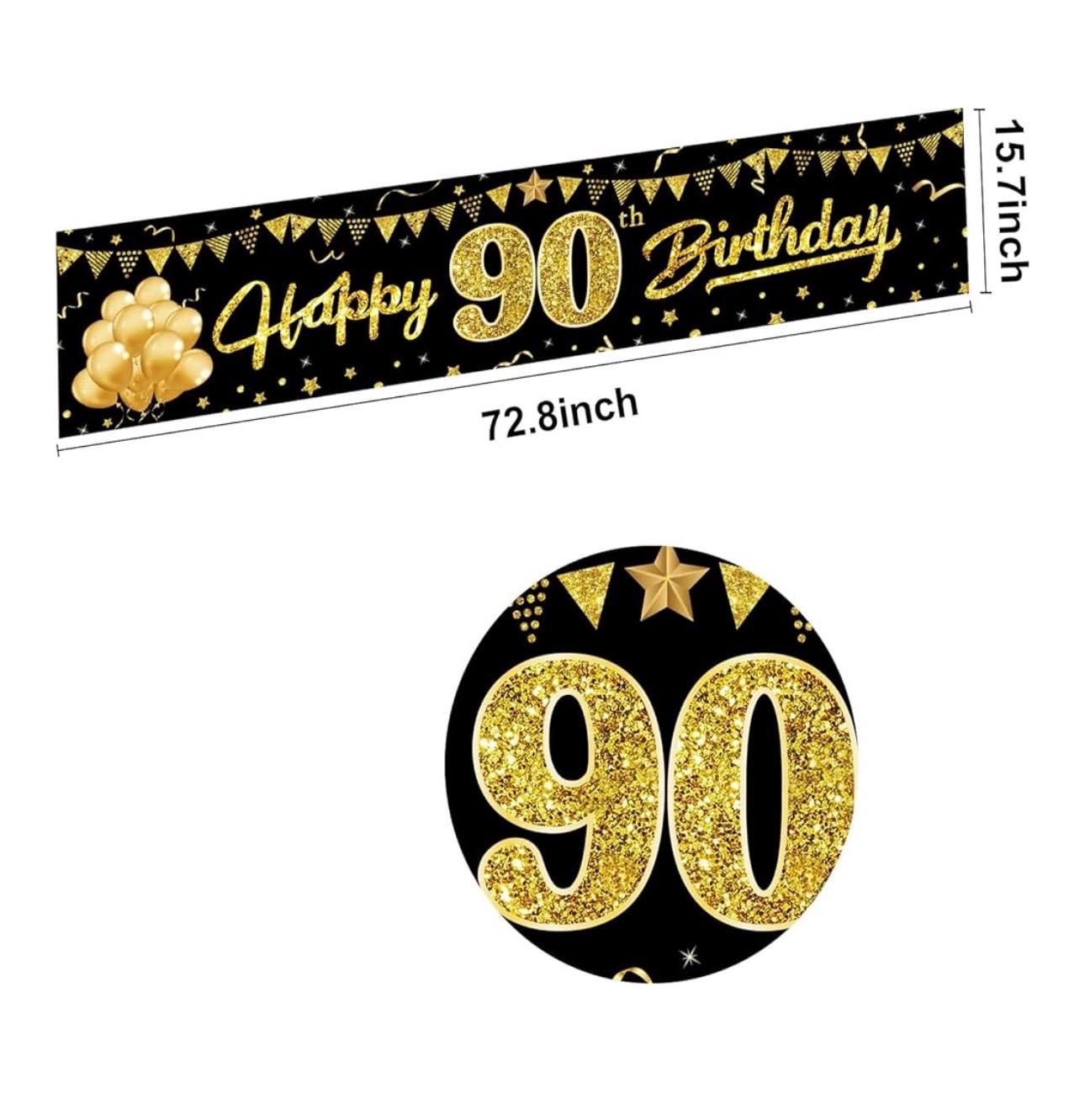 Decoraciones De Pancarta De Cumpleanos Numero 90 Para