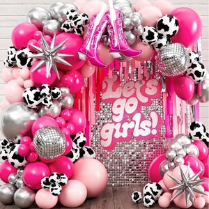 Cowgirl Balloon Arch Kit with BONUS Boot Balloons for Cowgirl Party Decorations - Cow Girl Balloons Garland for Disco Cow Girl Birthday