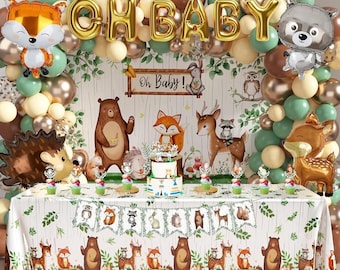 Waldtiere Babyparty Dekorationen, Oh Baby Ballon Banner Kit, Waldtier Party Hintergrund, Willkommen Baby Shower Decor, Junge Mädchen