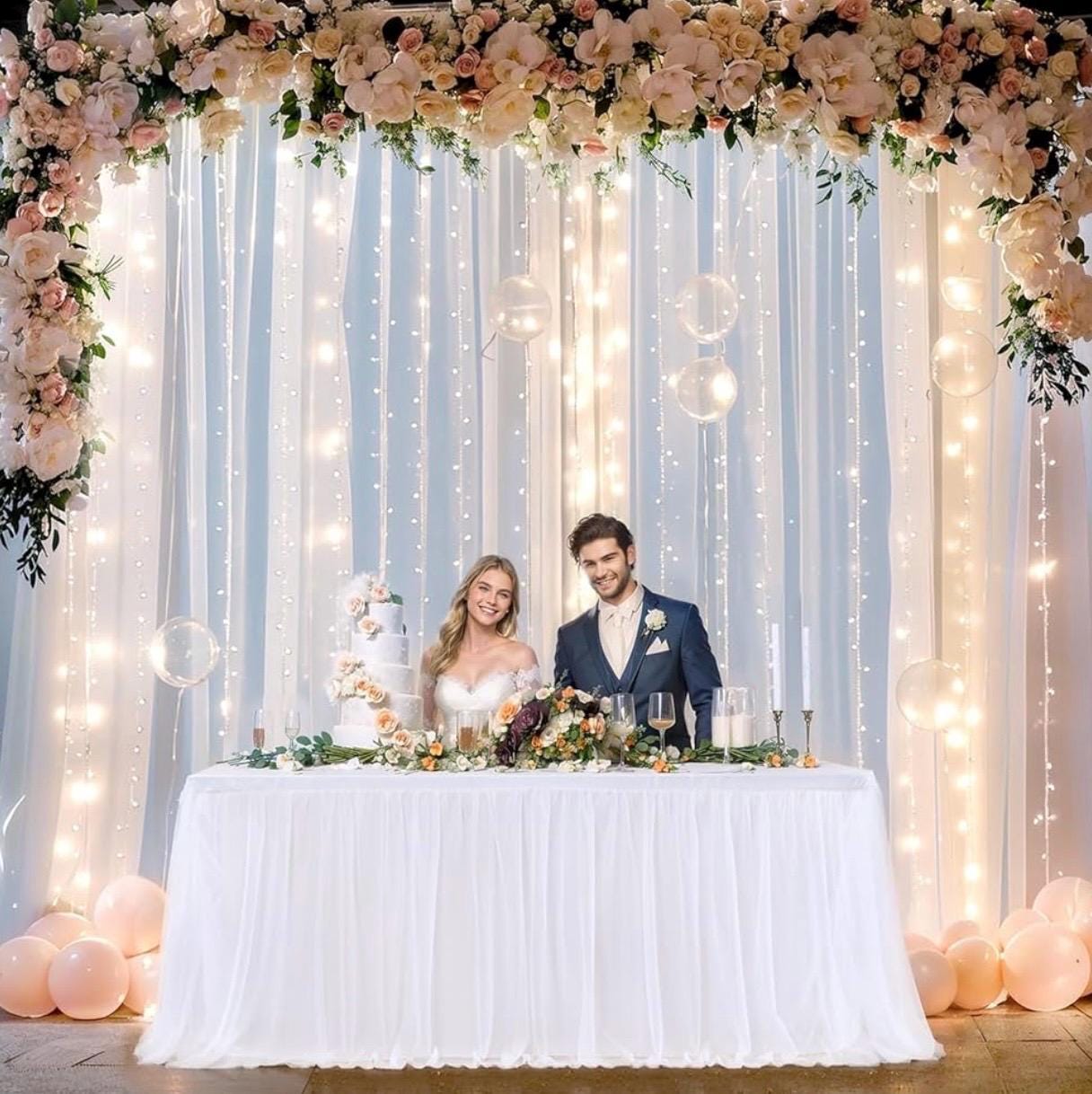 Weiße Tüll-Hintergrundvorhänge 1,5x3 M – Zweilagig Mit Futter, Für Hochzeiten, Partys & Fotografie