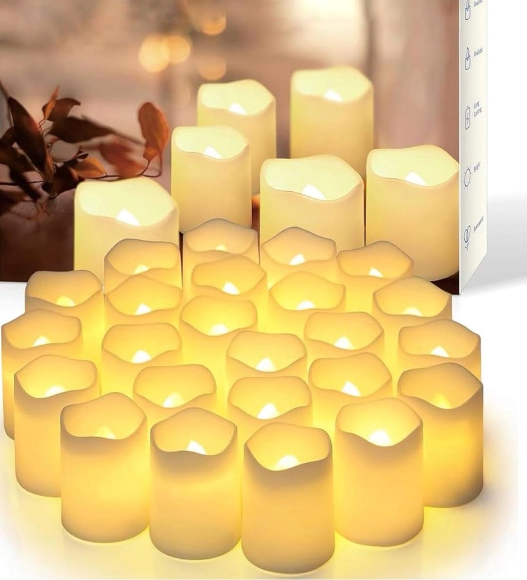 set di 6 candele a led con telecomando ricaricabile USB tremolanti fiamma 3D pilastro romano lume di candela impermeabile F/casa di Natale  39