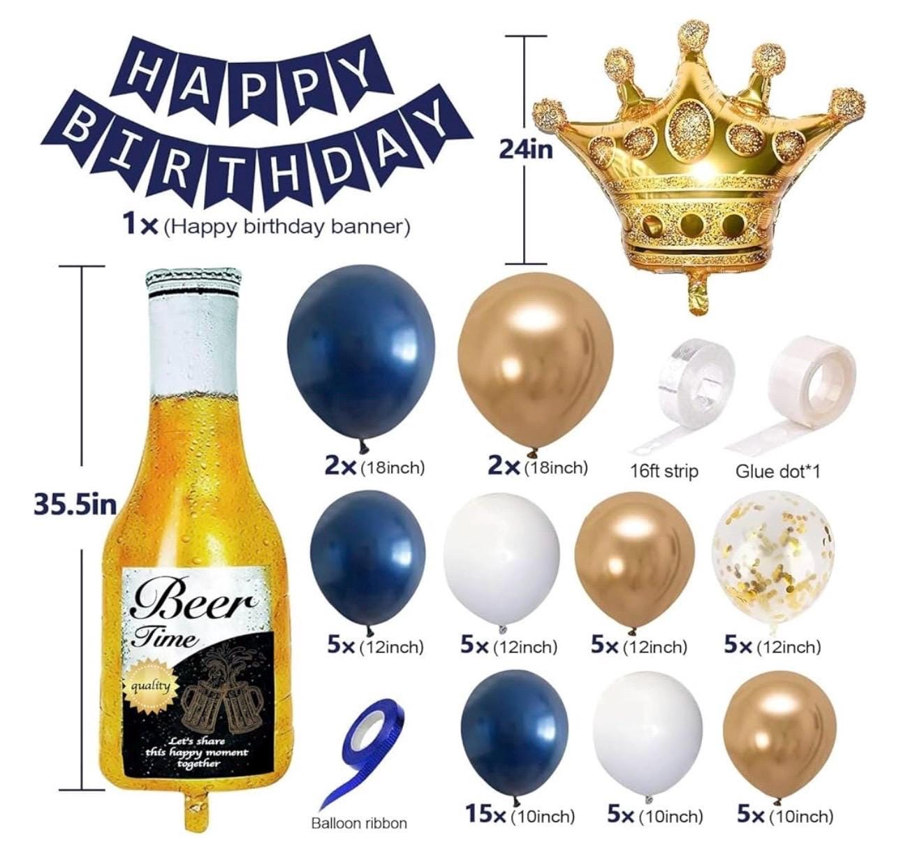 Decorazione Compleanno 22 Anni Bianca: Set Con Palloncini Numero 22, Stelle, Cuori, Striscione E Coriandoli
