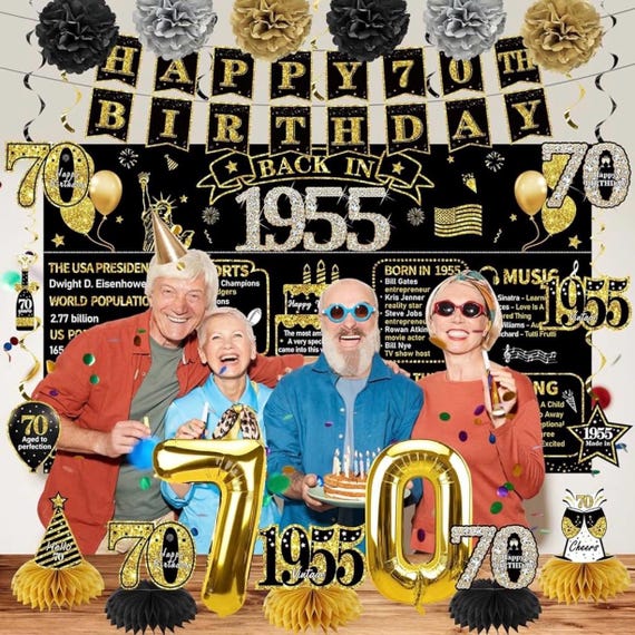 Élégante toile de fond pour 70e anniversaire : décoration de fête noir et or (7 x 5 pi) - France Élégante toile de fond pour 70e anniversaire : décoration de fête noir et or (7 x 5 pi) - France