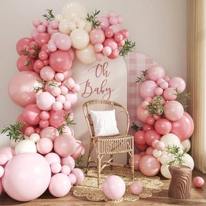 Dusty Pink Balloon Arch Kit 124Pcs Pink and White Balloon Arch Garland Kit Include Macaron Light Pink Sand White Balloons for Baby Shower