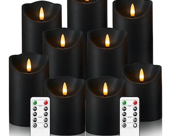 Velas sin llama con control remoto, velas parpadeantes sin llama a batería, velas LED con temporizador, con velas LED realistas (juego de 9)