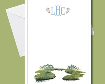 Custom Marsh Landscape Stationary Set | Lowcountry | Coastal Watercolor Papers | South Carolina