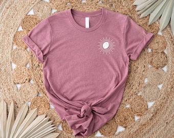 Sun Moon Tshirt, Celestial Tee, Gifts For Her, Sun Shirt, One with the Sun, Boho Shirt,  Tee, Mystical Tee, Moon Shirt, Bohemian