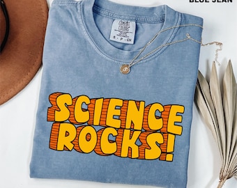 Science Rocks Shirt Comfort Colors Tee, Retro STEM Teacher Top, Funny Classroom Graphic, Back to School Gift for Science Educators