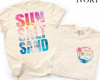 Sun Salt Sand Comfort Colors® T-Shirt, Beach Vacation Shirt, Summer Vibes Tops, Beach Lovers, Coastal Tees, Ocean Lover Shirt, Girls Trip