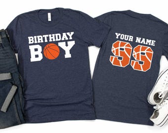 Boy Birthday shirt, Basketball birthday party shirt, Custom Age Birthday Shirt, basketball number outfit, personalized birthday boy shirt